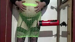 Shy Crossdresser Enjoys Homemade Machine Masturbation Session