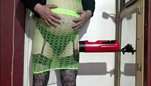 Shy Crossdresser Enjoys Homemade Machine Masturbation Session