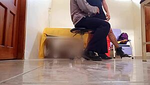 Cleaning Lady Invites Boyfriend For Homemade Porn In Chemistry Lab!