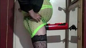 Shy Crossdresser Enjoys Homemade Machine Masturbation Session