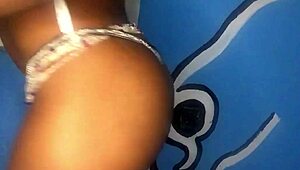 Ebony Girl Strokes Pussy!