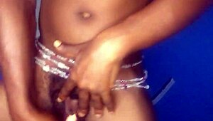 Ebony Girl Strokes Pussy!