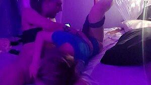 Sexy blonde intensely deepthroats in her outfit