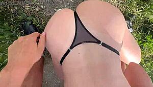 Stranger helps park then risks quick public outdoor fuck