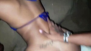 Teen fucks two on beach