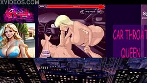 Blonde Performs Sloppy Deepthroat in Car