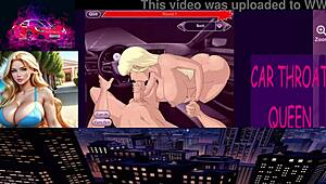 Blonde Performs Sloppy Deepthroat in Car