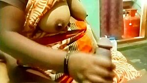 Aunty's first time guiding boy in outdoor dorm handjob scene.