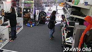 intensive bimbo amateur gets rammed in store contest. who wins this wild game?