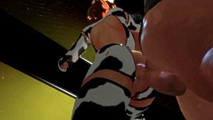 Fat Anime Cow Girl Pounded Hard Against The Cage!