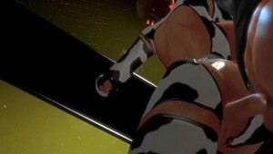 Fat Anime Cow Girl Pounded Hard Against The Cage!