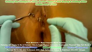 Become Doctor Tampa for Channy Crossfire’s Humiliating Sophomore Gyno Exam at Tampa University. Nurse Stach Shepard Assists in Florida! 😱