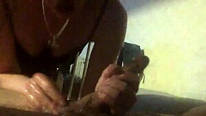 The sloppy blowjob involves spitting and deepthroating a messy cock.