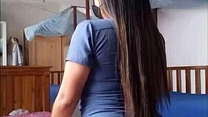 Wow, this nurse slut teases patients with her sexy body at work!