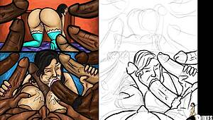 yo, this latin milf is sucking massive black dicks in a wild illustration