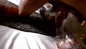 Agac Samantha Wrapped In Plastic, Forced To Deepthroat Weird Guy's Cock!