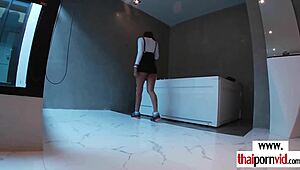 Asian Teen 18+ Gives Boyfriend Sexy Footjob