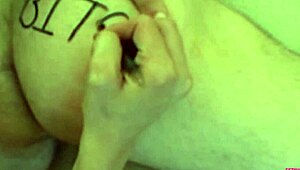 a guy brings brunette home for humiliation with strapon