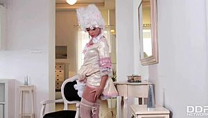 Cosplay Cutie Brigitte Fingers Shaved Young Milf Pussy to Climax