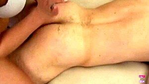 a guy brings brunette home for humiliation with strapon