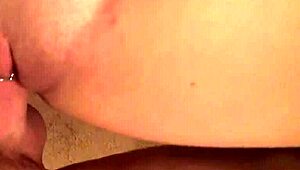 busty girlfriend surprises man with deepthroat blowjob