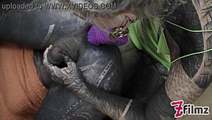 Tattooed femdom leads extreme sissy anal stretching. Fisting practice pushes limits in 1on1 session.