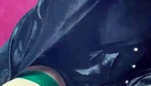 asian woman in stockings enjoys solo play with vibrator and toys