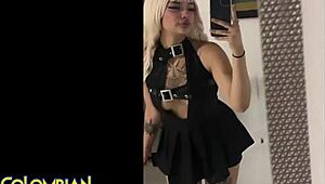 This alt goth latina teen gets a cum facial in the casting interview with a big cock