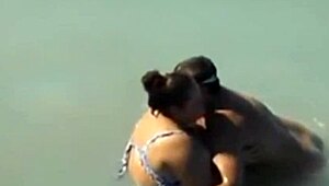 beach voyeur spots a lucky guy with bbw mermaid by sea
