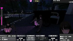 Serika exposes herself in naked coat outdoors