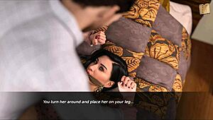 Nursing back to pleasure with sexy brunette MILF, licking big tits and ass in 3D game 😘 Monster cock fun!