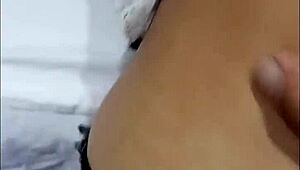 Feeling the passion as the teen maid gets bent over in doggystyle on the bed.