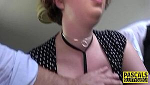 Watch the fat submissive get fucked and fingered with toys