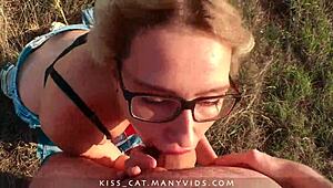Damn! Real outdoor POV doggystyle and sloppy blowjob with cum!