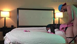 Ts in chastity gets fucked doggystyle