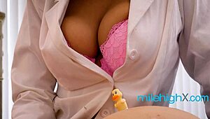 Busty Nurse Takes Thermometer in Ass as Tits Bounce