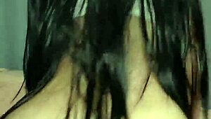 Long-haired cowgirl teen with big ass rides hard. Her moans echo as creampie drips down.