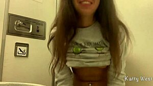 Risky masturbation in an airplane toilet with no panties. Almost caught while cumming hard in public!