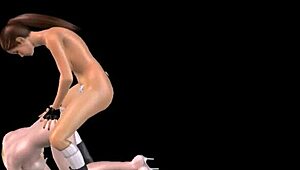 These lesbian girls rub pussies and fuck from behind in 3D.