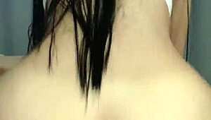 Long-haired cowgirl teen with big ass rides hard. Her moans echo as creampie drips down.