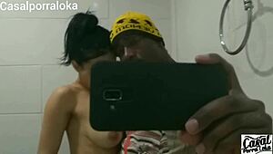 What if you caught your friend sucking off a gay milf brunette in the bathroom