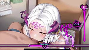 Суккуб Ария сгибается в миссионерской позе с большими сиськами и дрочкой