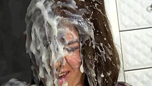 yo, bukkake babe gets herself off