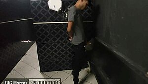 A couple enjoys private time in the club's small bathroom.