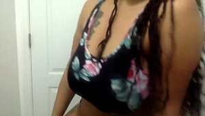 Big Tit Ebony Milf Dances in Bathroom! Watch Her Moves Shake the Room!