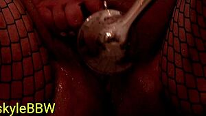 Itskyliebbw enjoys bbw shower play in fishnets and stockings.