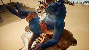 uh, tiger got lizard cumming over n over in wild action