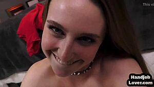 curvy blonde babe jerks off while showing lingerie body