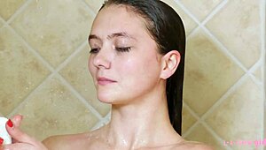 Charming Brunette Model Took a Shower