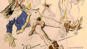 This vintage erotic illustration captures sensual retro charm in detailed cartoon style.